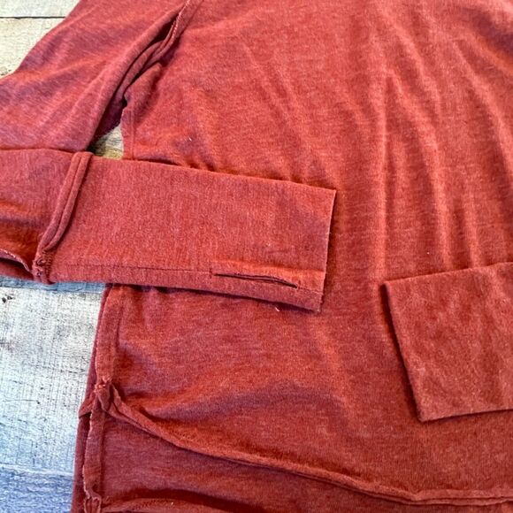 Free People We the Free Orange Rust Turtleneck Funnel Neck Knit Top Large - Picture 8 of 11